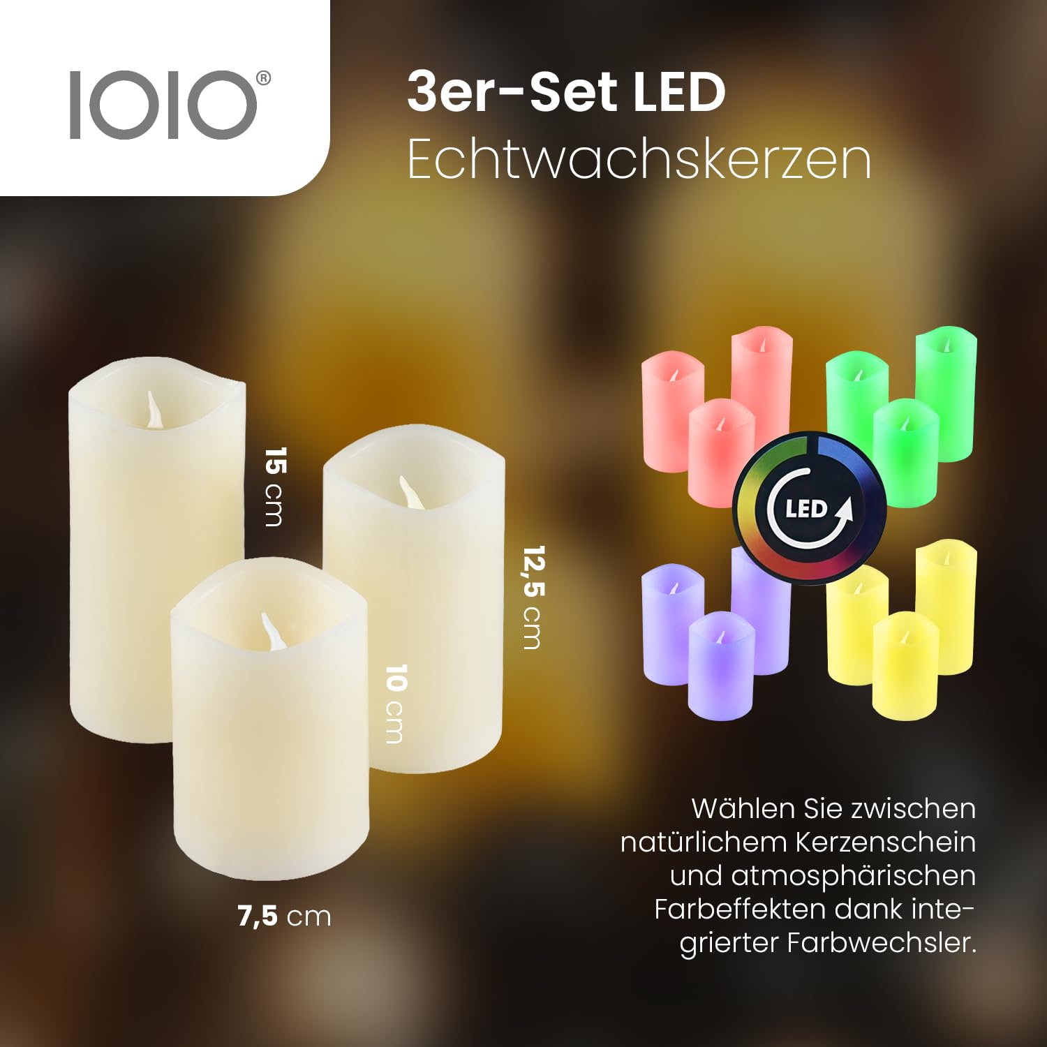 Lot De 5 Bougies LED En Cire Avec Télécommande - 8 Couleurs, Sans Flamme - Nord International