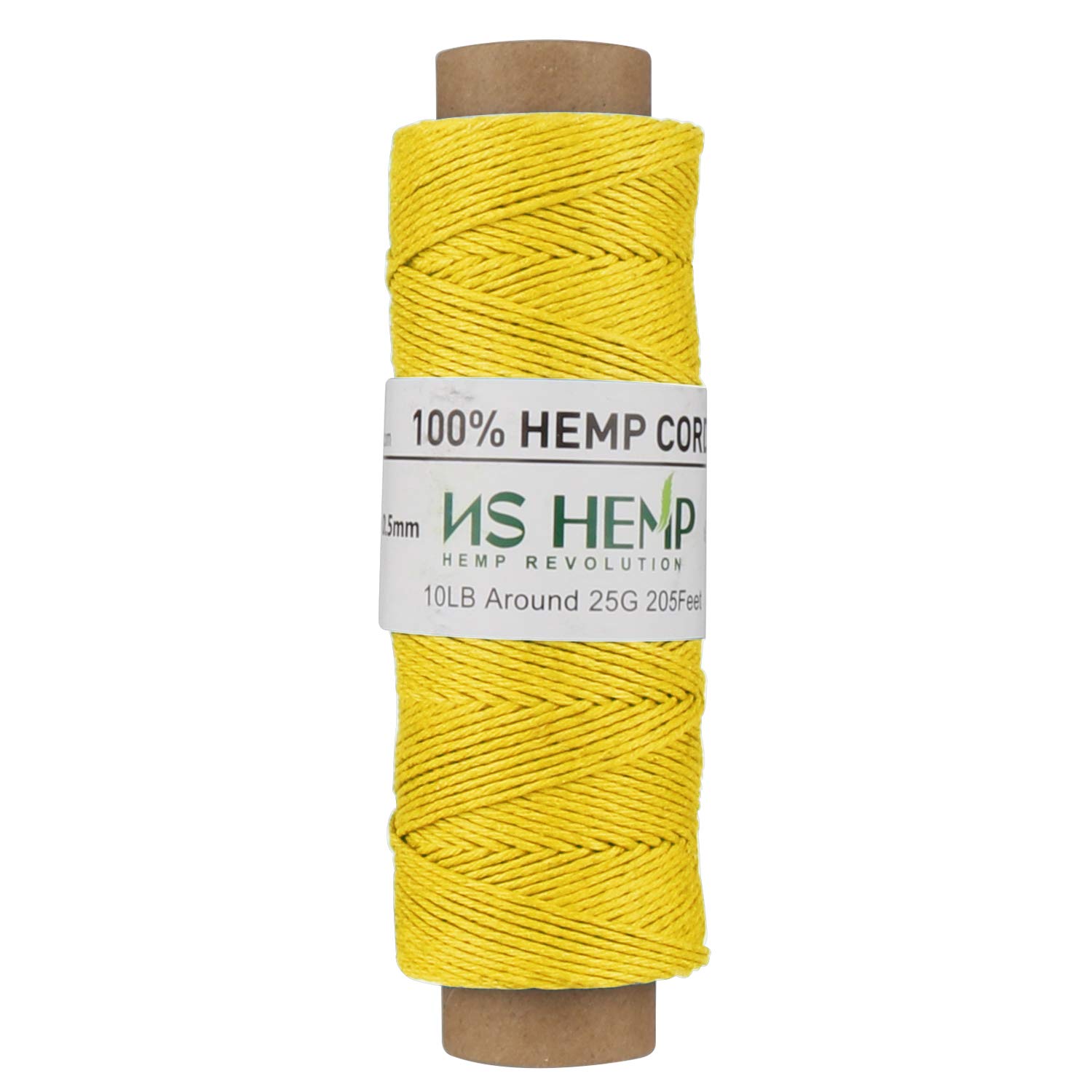 NS HEMP 100% Hemp Cord for Jewelry Making 0.5mm 62 Meters (205feet) (14# Yellow)