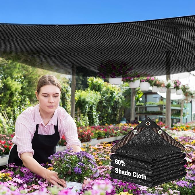 Image of 60% Shade Cloth 6x10ft, Heavy Duty Sun Shade for Garden, Greenhouse&Patio