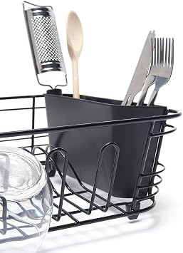 simplywire - Dish Drainer with Cutlery Basket - Black