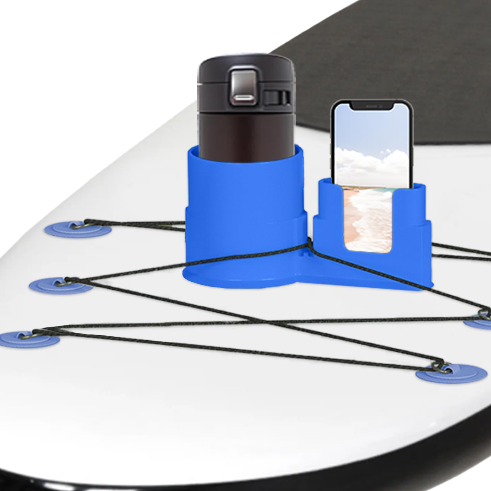 Paddleboard-Becher- und Handyhalter, SUP- und Kajak-Zubehör für Wasserflaschen, Kaffeetasse, Dosen und Smartphones, 1 Stück (blau)
