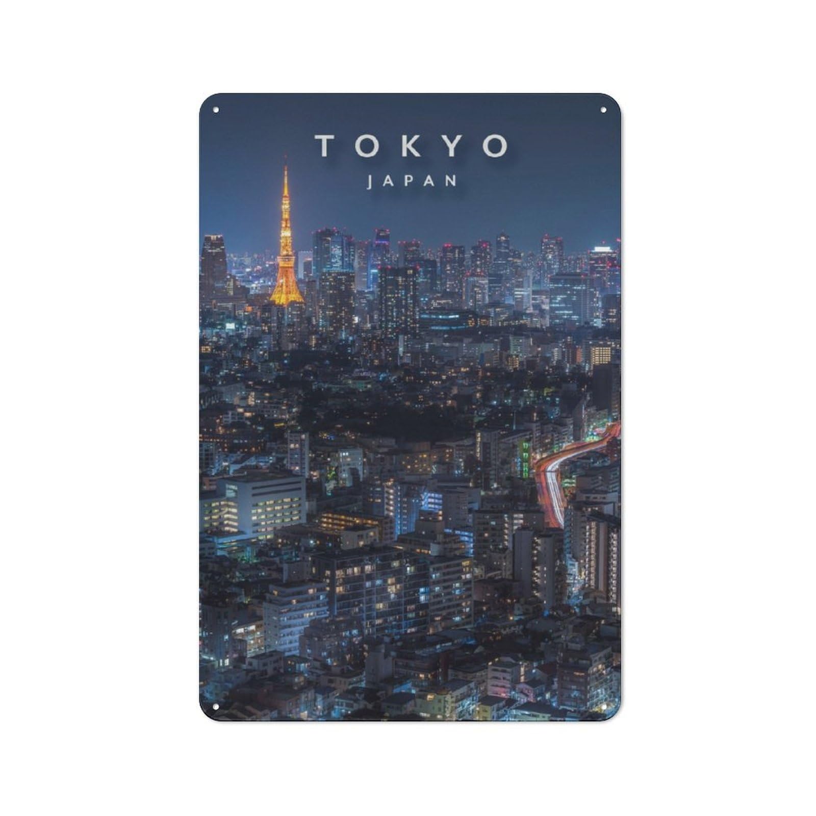 Junmoney Tokyo By Night Tin Sign 30X20cm For Workshop Wall, Vintage Wall Decor, For Metal Sign Collectors, For Garage And Workshop Walls