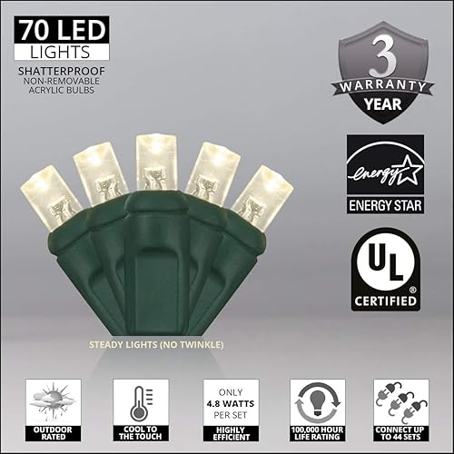 Miniatura 2 de Mini juego de luces LED de Navidad, luces de 0.197 pulgadas, decoración de luz de Navidad para interiorexterior, certificación UL de 120 V, cable