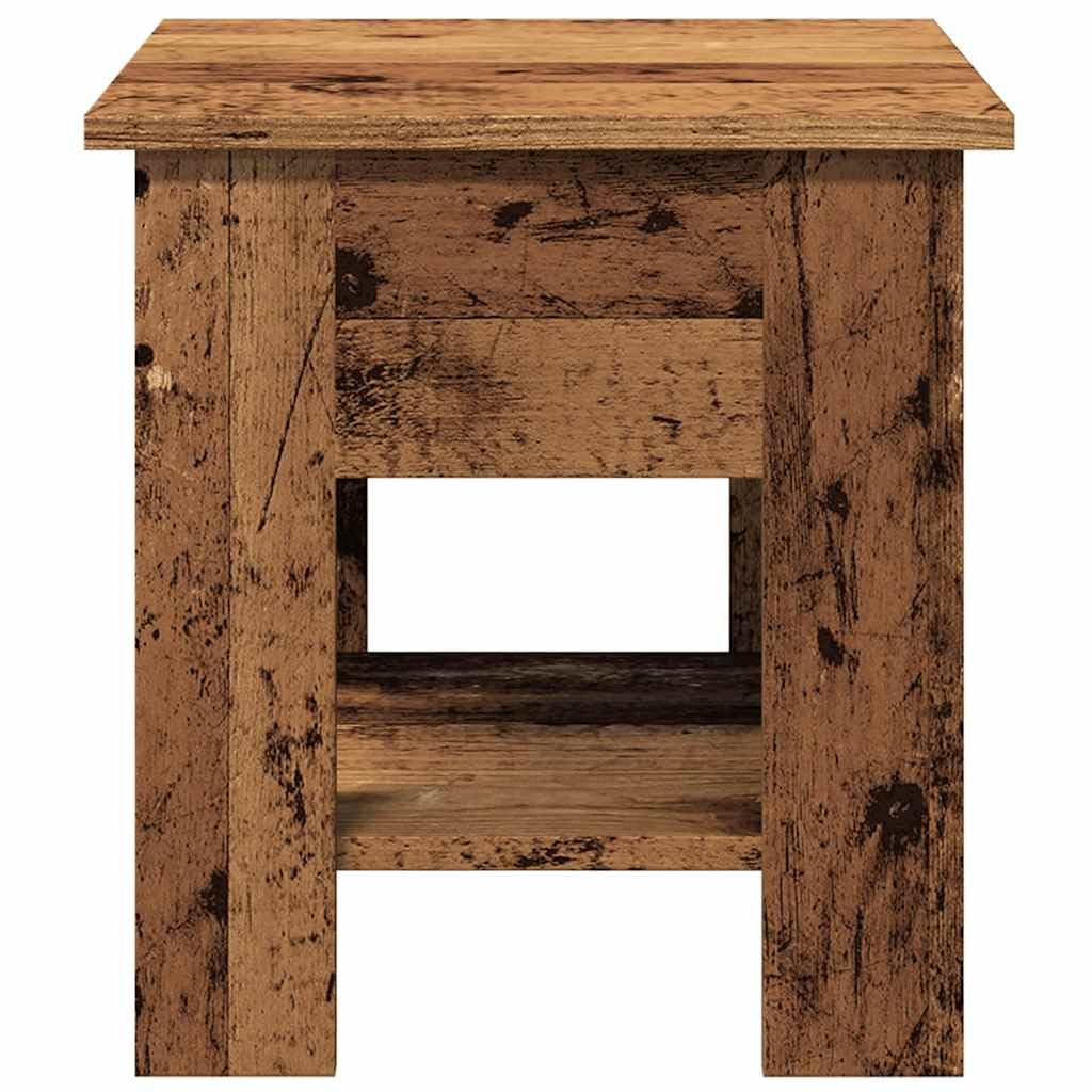 Mesa de café de madera vieja, 40 x 40 x 42 cm, hecha de madera, con capacidad de carga de 60 kg, moderna mesa auxiliar para salón, balcón y dormitorio, mesa de centro con espacio de