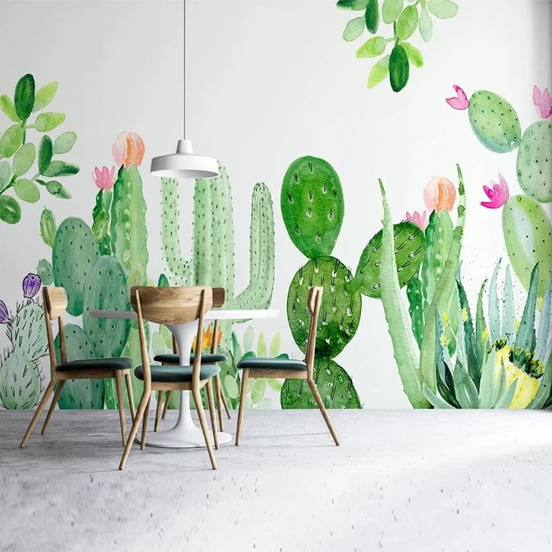 Papier peint 3d petit cactus ILIYA en intissé pour salon