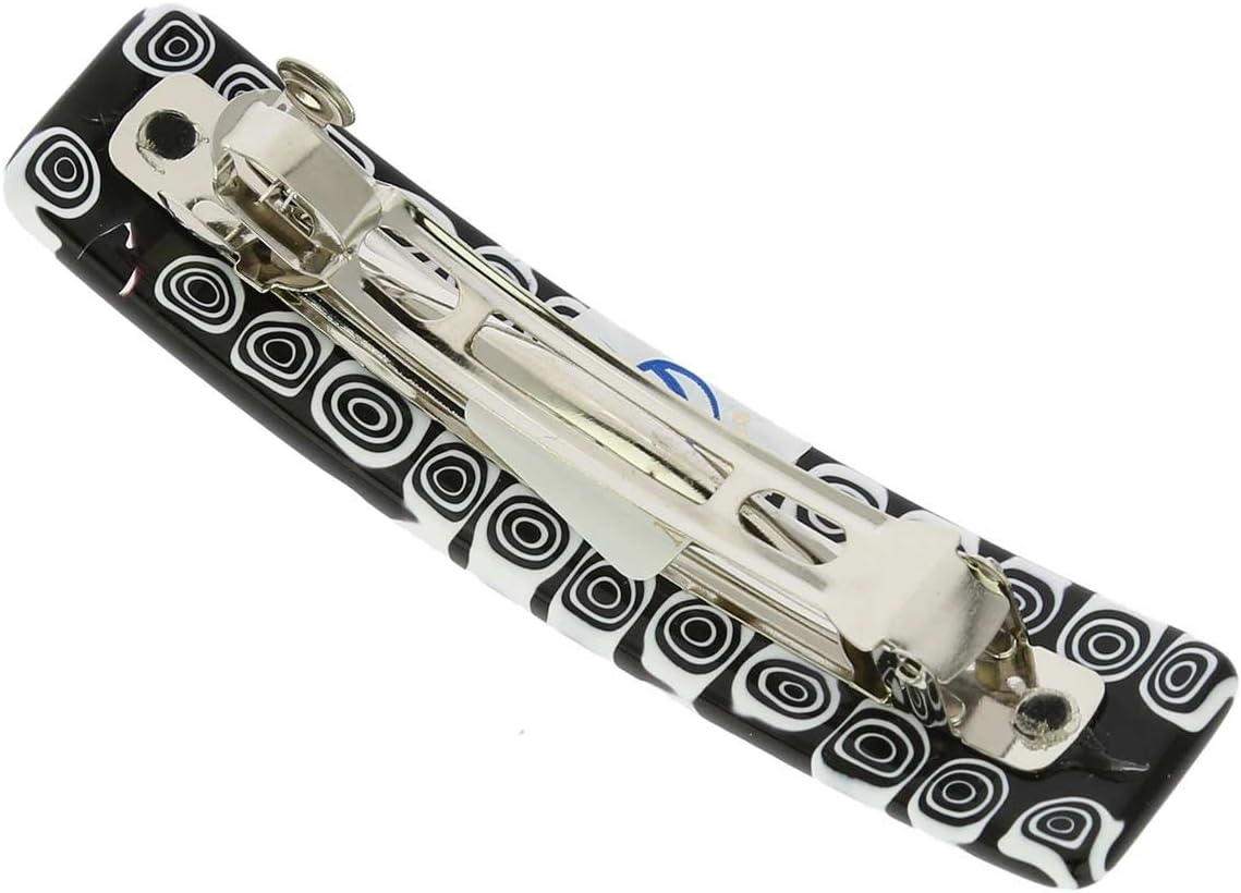 GlassOfVenice Murano Glass Millefiori Hair Clip - Black and White