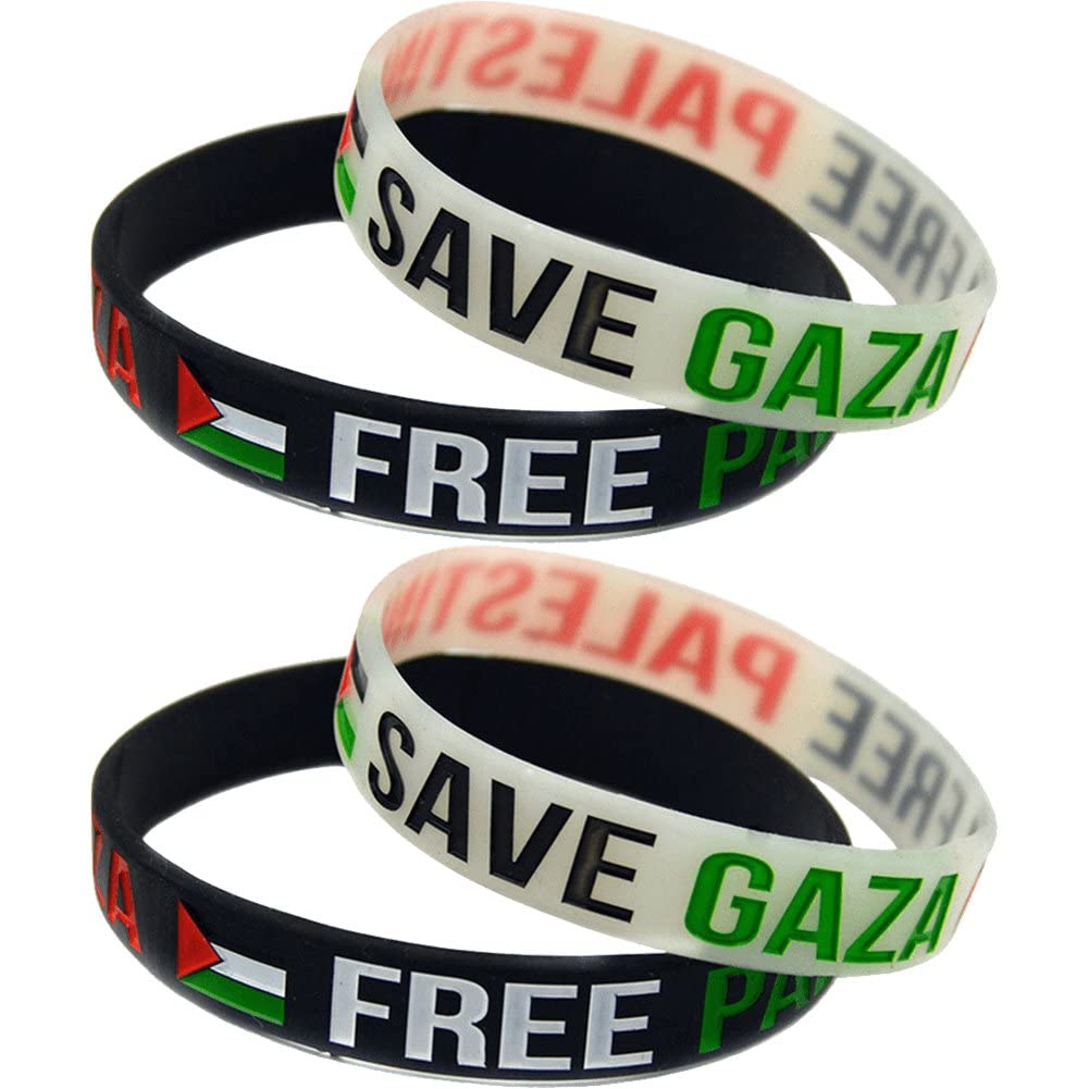 Silicone Bracelet Palestinian Recon Wristband Palestine Flag of Gaza Sport Bracelet 4pcs