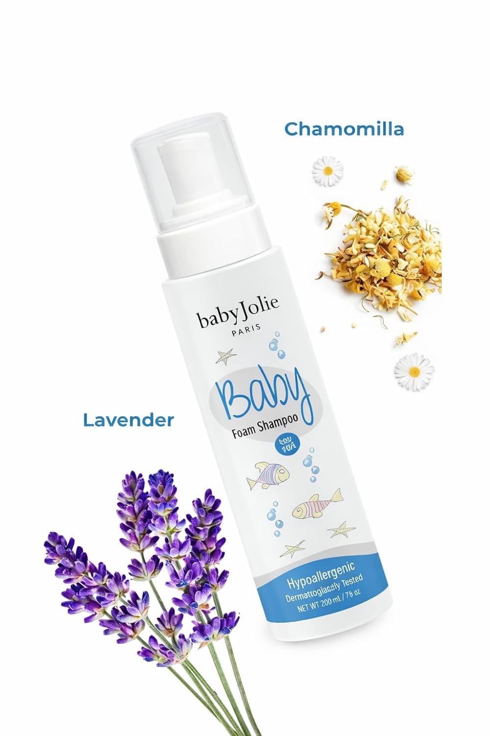 Baby Jolie Baby Foaming Shampoo – Tear-Free Gentle Cleanser for Newborns & Toddlers, Hypoallergenic, Sensitive Scalp Care, 2 Pack (7oz / 210ml Each)