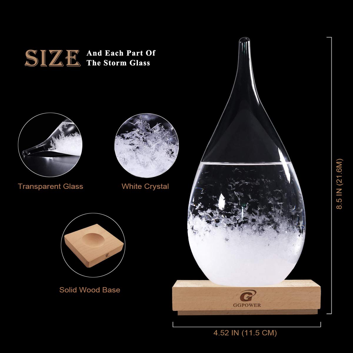 Storm Glass Weather Station, Weather Forecaster, Drop-Shaped Glass Barometer, Christmas Decorations Glasss Bottles for Home and Office,Scandinavian Style Decorative Weather Gifts