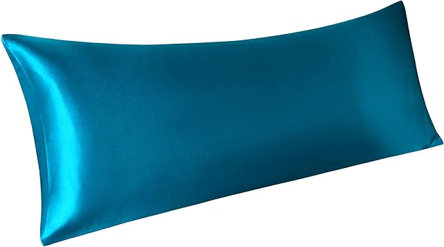 PiccoCasa 1 PC Satin Body Pillowcases for Hair and Skin, Luxury Silky Pillow Cover Luxury Long Satin Pillow Cases with Envelope Closure Peacock Blue 20"x55" (4ft 6in)