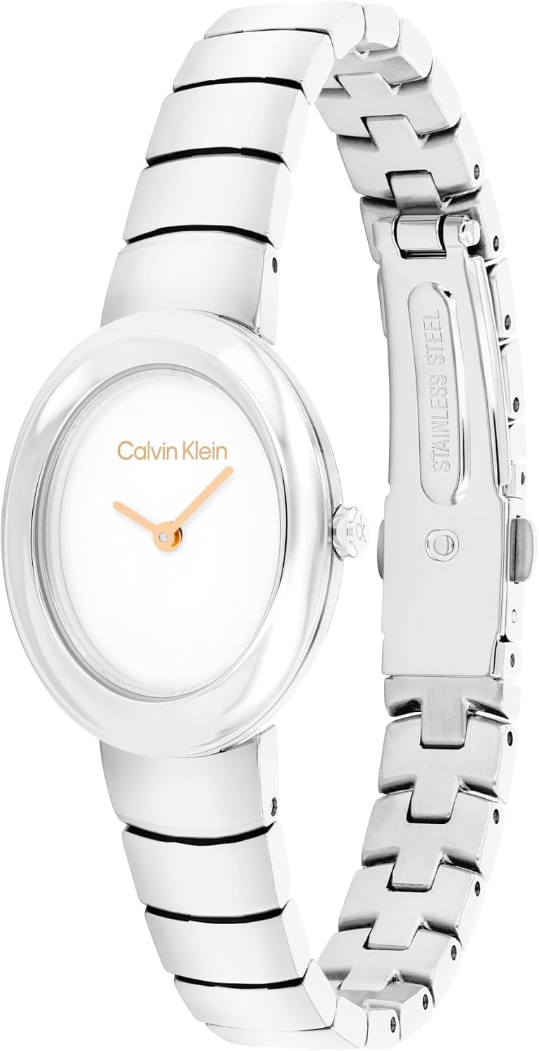 Calvin Klein Women’s Twisted Bezel Quartz Watch - Bracelet, Small Case, Water Resistant Up to 30m - Modern, Versatile Timepiece - Gift for Her 24mm