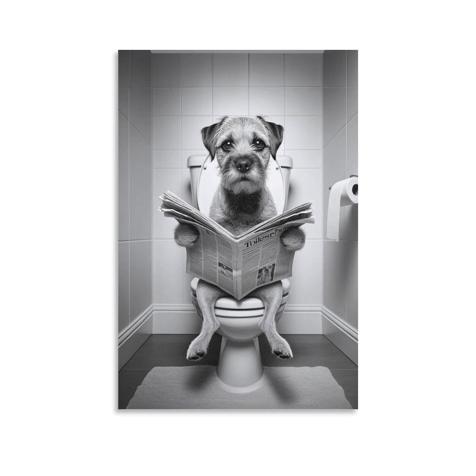 Gqvcjsw Border Terrier Funny Bathroom Decor Border Terrier, Funny Bathroom Decor Canvas Poster Bedroom Decor Landscape Office Room Decor Gift 08X12inch(20X30cm)