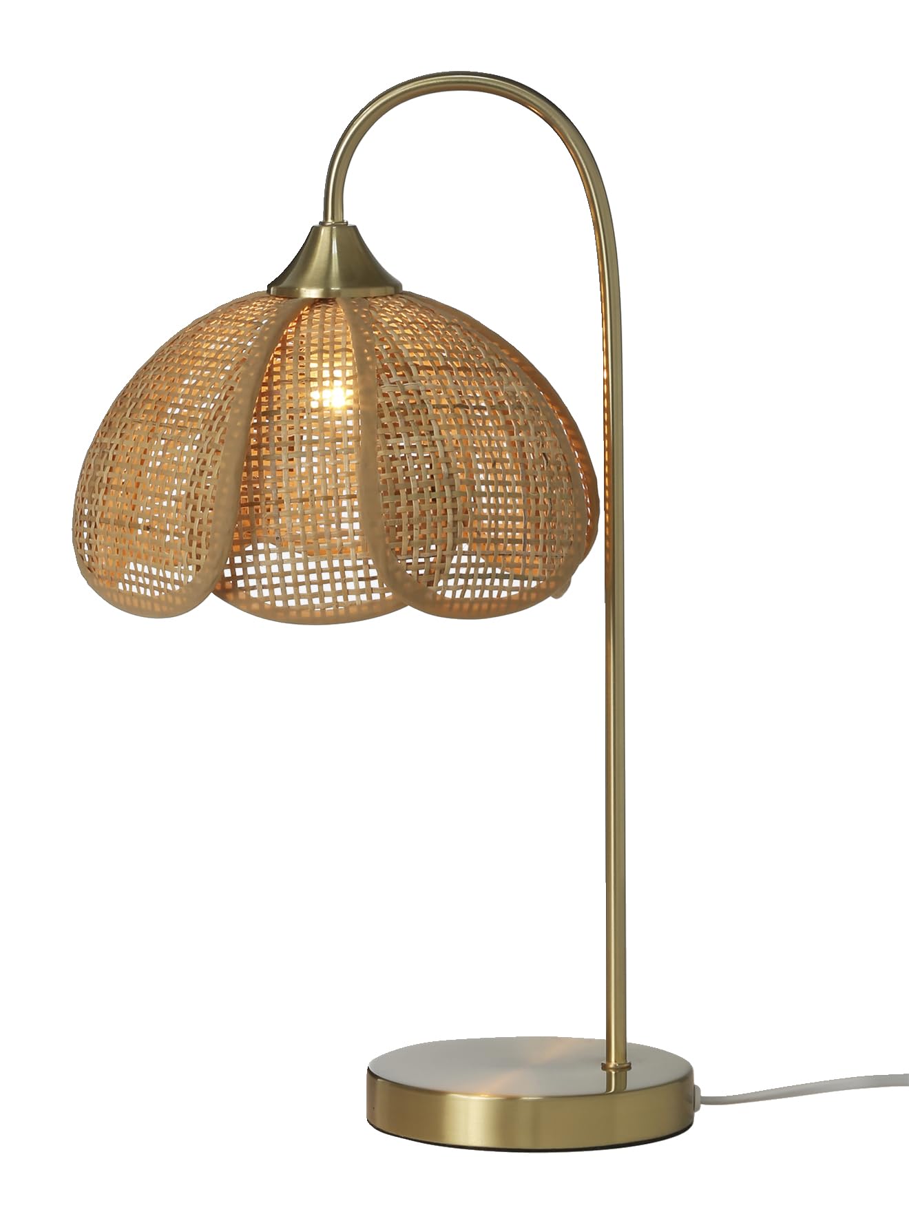 Vertbaudet Kinderzimmer Nachttischlampe aus Rattan mit Messingfuß gold