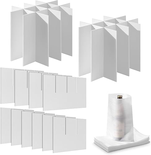 Outus Kits divisores de vidrio para mudanza de tazas de cocina, 1 juego incluye 5 divisores de plástico corrugado con 12 bolsas de espuma, cabe en