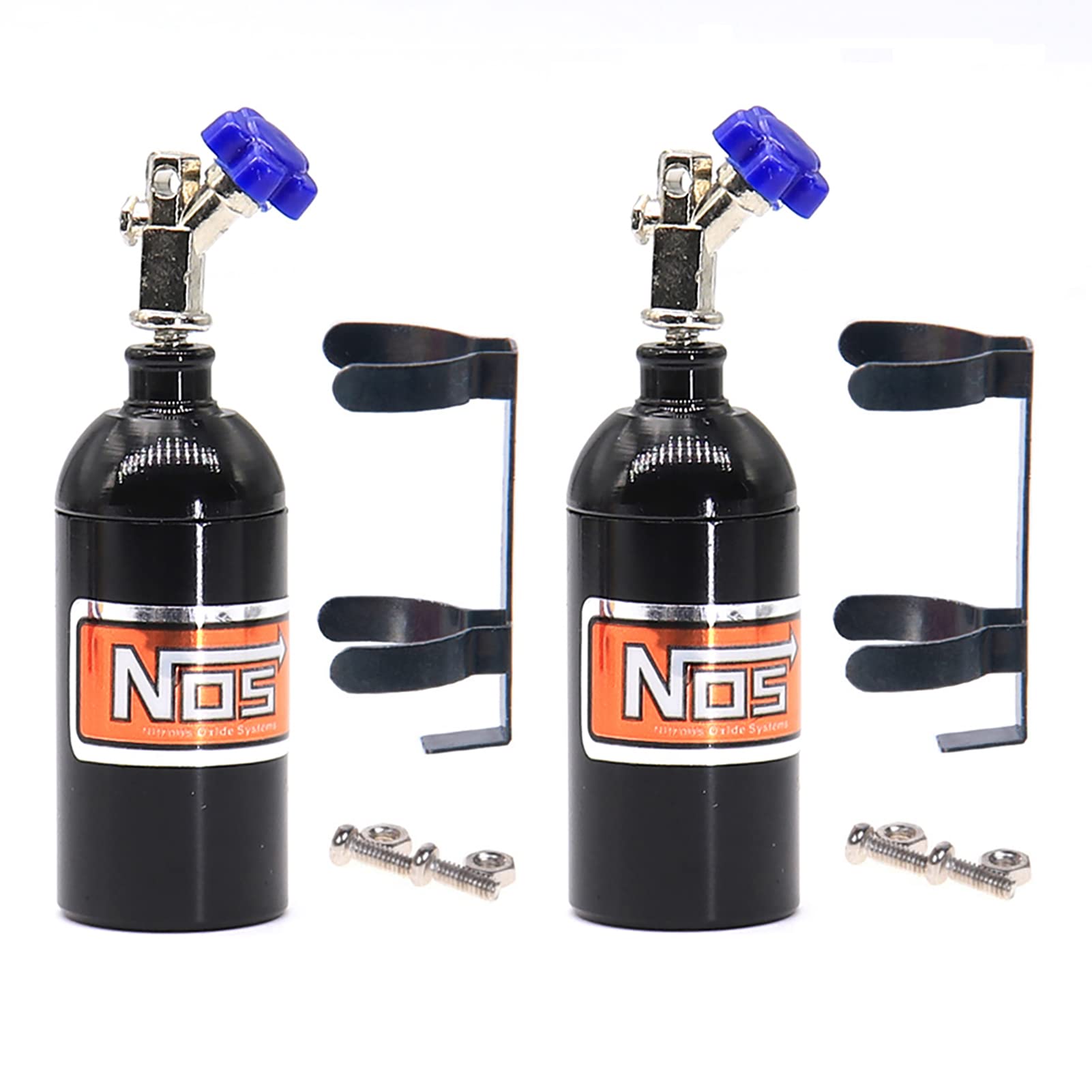 KEEDA 2 PCS Metal Simulated NOS Nitrogen Bottle with Bracket for 1/10 RC Crawler Car TRX4 D90 Axial Scx10 Decoration Accessories (Black)