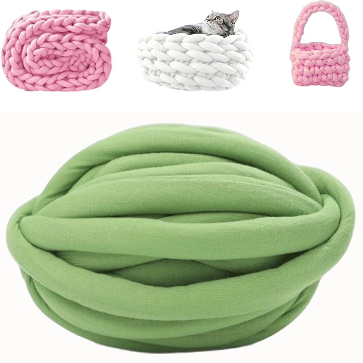 Häkelgarn, Armstrickgarn, 250 g × 1,2,5,10, grobes Garn for Häkeln, weiches, dickes, waschbares Deckengarn for Haustierbett, Sofadecke(R20,5 roll(1250g))