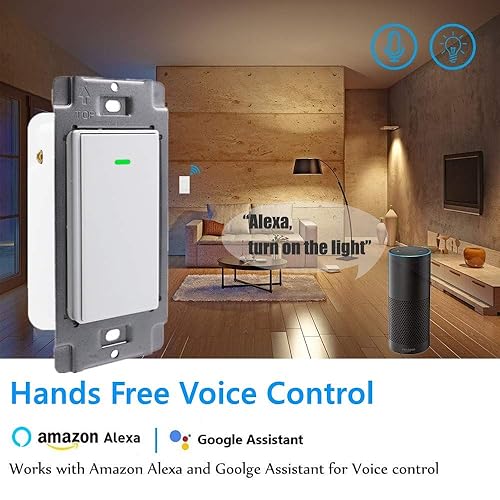 Miniatura 3 de Interruptor de luz de pared inteligente Wi-Fi de 3 vías, funciona con Tienda Alexa Google Assistant, función de temporizador, no requiere