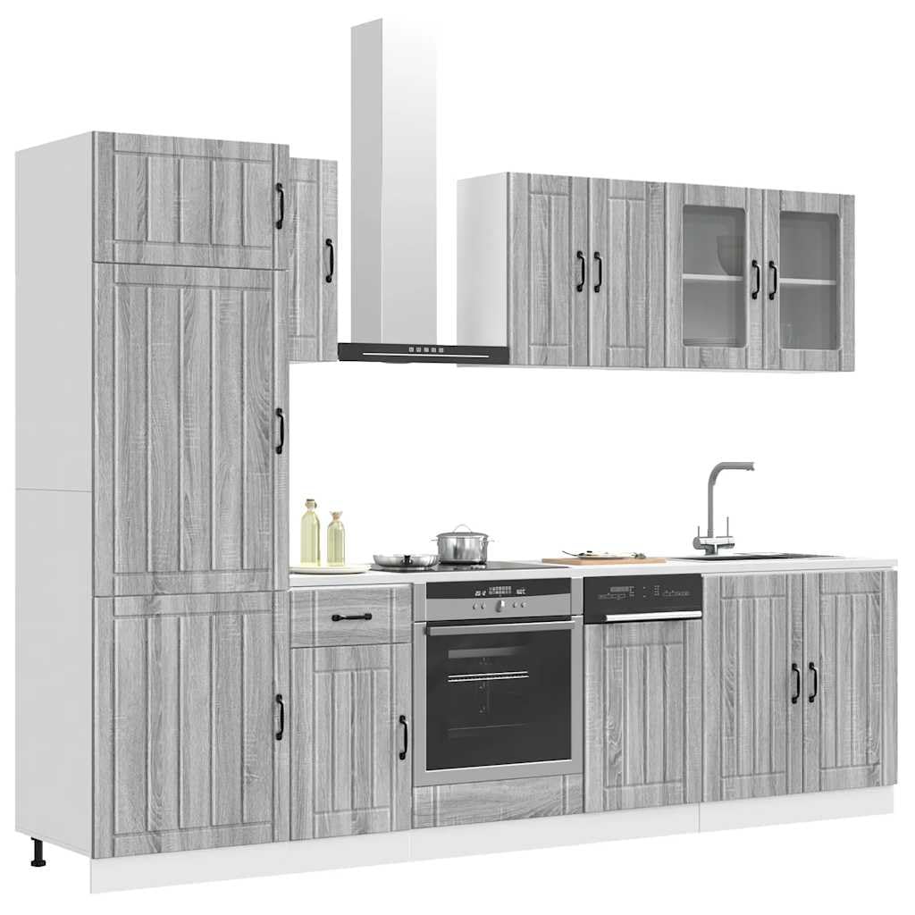 Set Mobili Cucina 8 Pezzi Kalmar Grigio Sonoma in Legno Multistrato