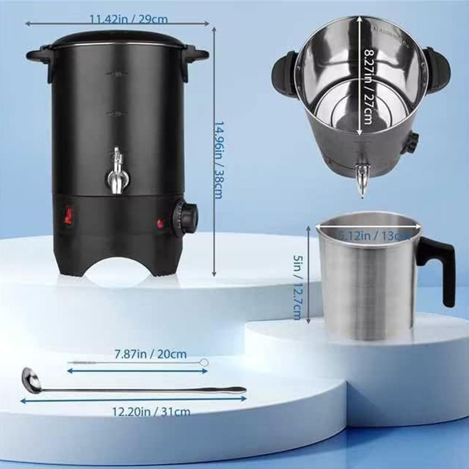 Elektryczny tygiel do świec, mieści 5 litrów topiącego się wosku do produkcji świec, Tygiel do świec o regulowanej temperaturze, 5-litrowy topielnik do świec, Nadaje się do soi, parafiny, kokosa