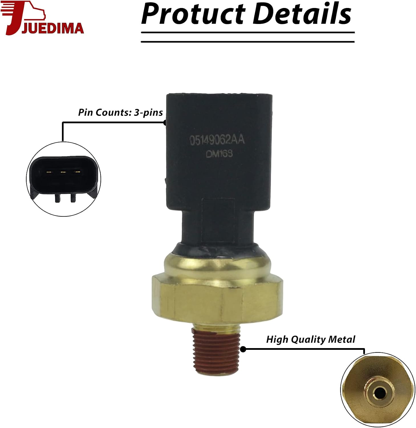 Engine Oil Pressure Sensor Switch, Compatible with Chrysler 200 Aspen Grand Cherokee Magnum Avenger Ram 1500 2500 3500, Replaces 05149062AA, 5149062AA, 5149064AA