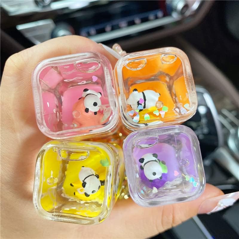 HSYHERE Girls Women Interesting Help Relax Floating Panda Baby Moving Sand Bottle Keychain Keyring Key Chain Key Ring - Image 5