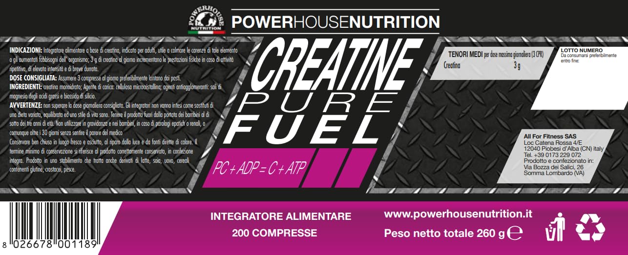 Creatina Monoidrato 600 Capsule 3000mg - 6 Mesi di Fornitura - Powerhouse Nutrition - Made in Italy - Integratore per Palestra, Allenamento, Pre Workout - Creatina Compresse Pure, Senza Additivi