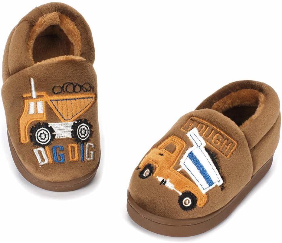 ESTAMICO Girls Cute Slippers with Memory Foam Kids Plush Warm Winter House Shoes