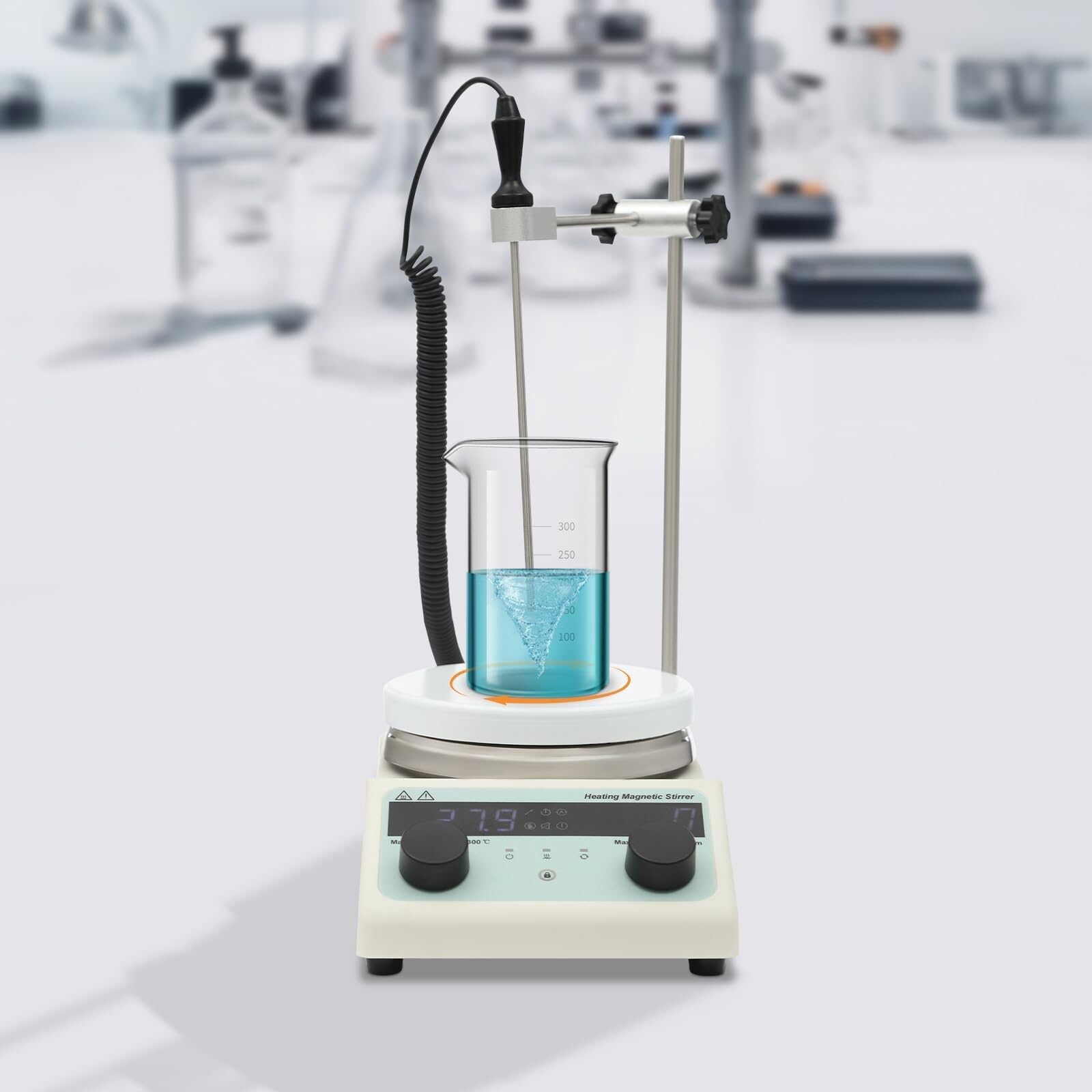 Mieszadło magnetyczne do płyt grzewczych, cyfrowy wyświetlacz o temperaturze 50-300°C, regulowany 100-1500 obr./min, mini mikser grzewczy do warzenia i chemii
