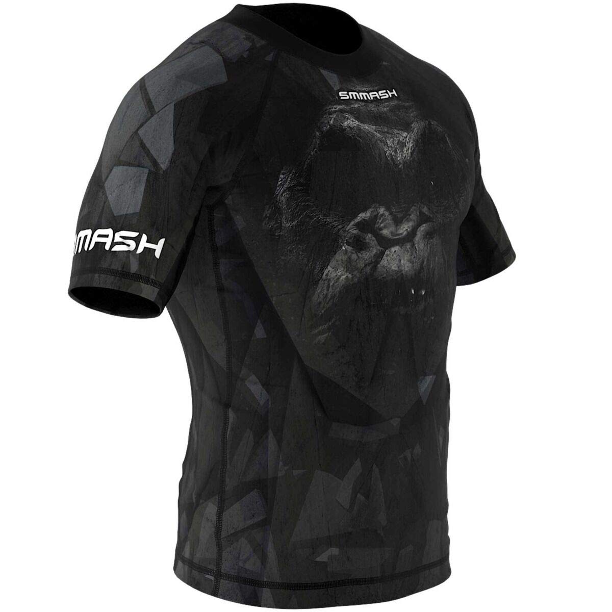 SMMASH Rashguard - Camiseta de Manga Corta para Hombre, Talla M, UFC Correr, Boxeo, MMA RDX Kickboxing Krav Maga Transpirable Resistente