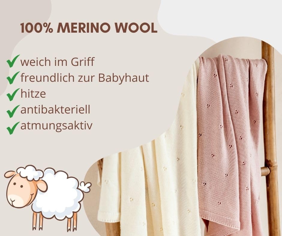 Babydeken merinowol camel melange 75x100