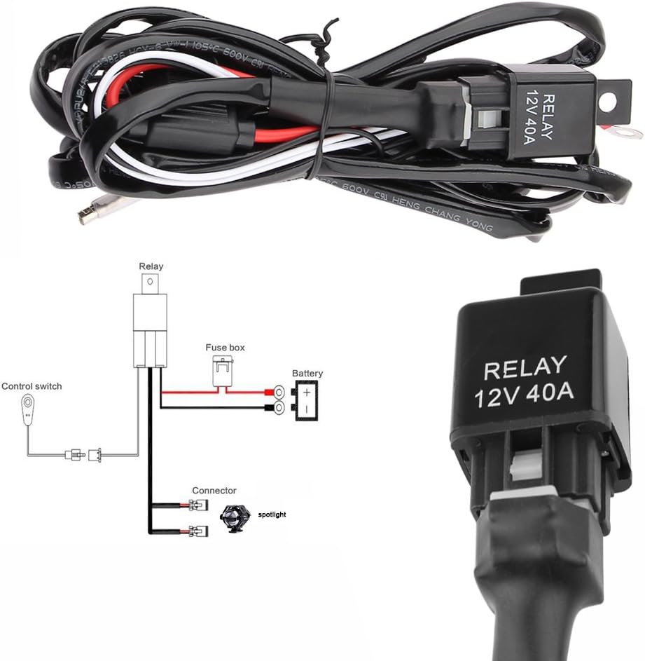 PROAUTO Universal Driving Lights Relay Kits for Harley Motorcycle Switch fits 7/8", 1" or 1-1/4" Handlebar