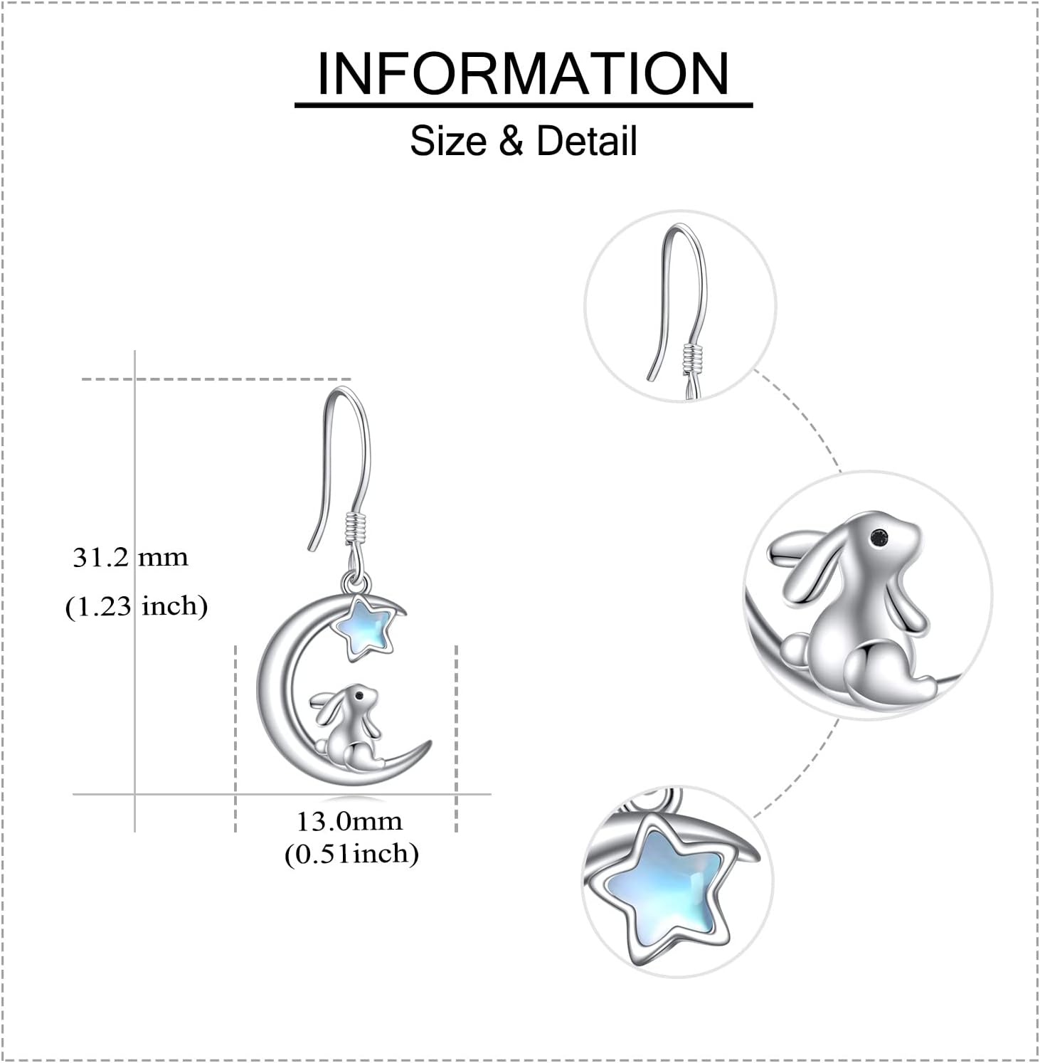 Sterling Silver Fox/Frog Earrings for Women Origami Fox/Frog Moon Dangle Drop Earrings for Women Mom