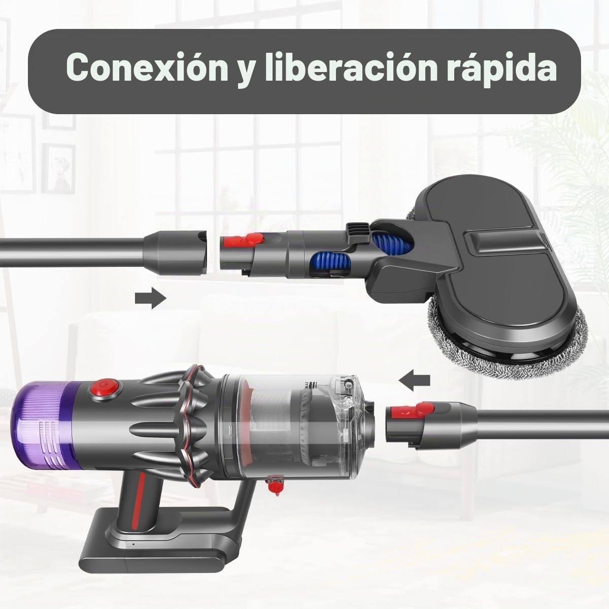 Tubo Extensión de Repuesto para Dyson V12 Slim/V9 Motorbar Aspiradora, Tubo de Varilla Telescópico de Liberación Rápida 74CM - grey