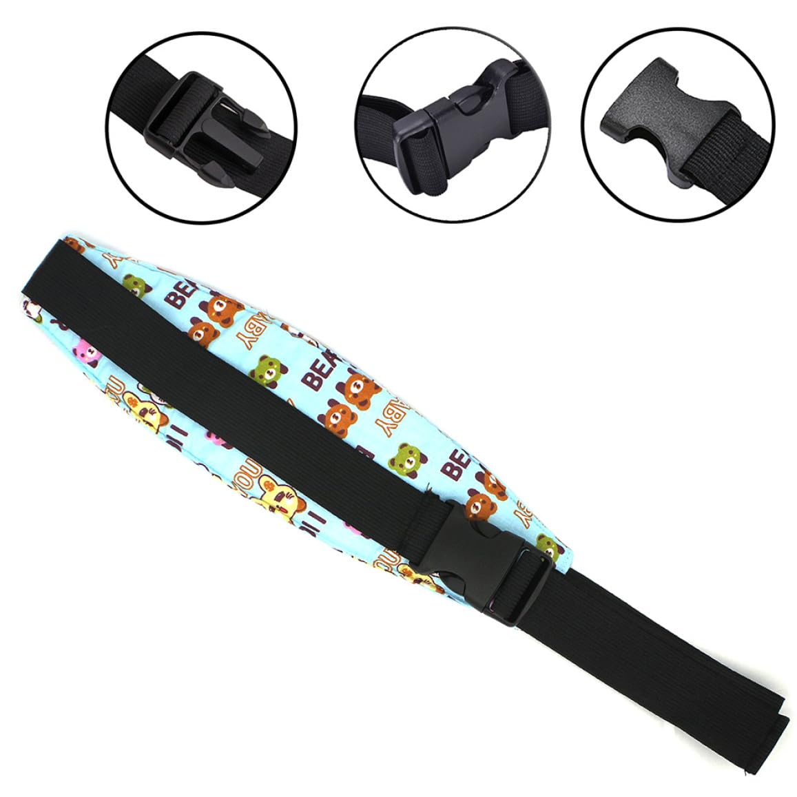 Adjunto de soporte de la cabeza del bebé de la correa Corturón de seguridad de la banda para el cochecito Posicionador de sueño para el asiento para el automóvil para bebés para el carrito de los niñ