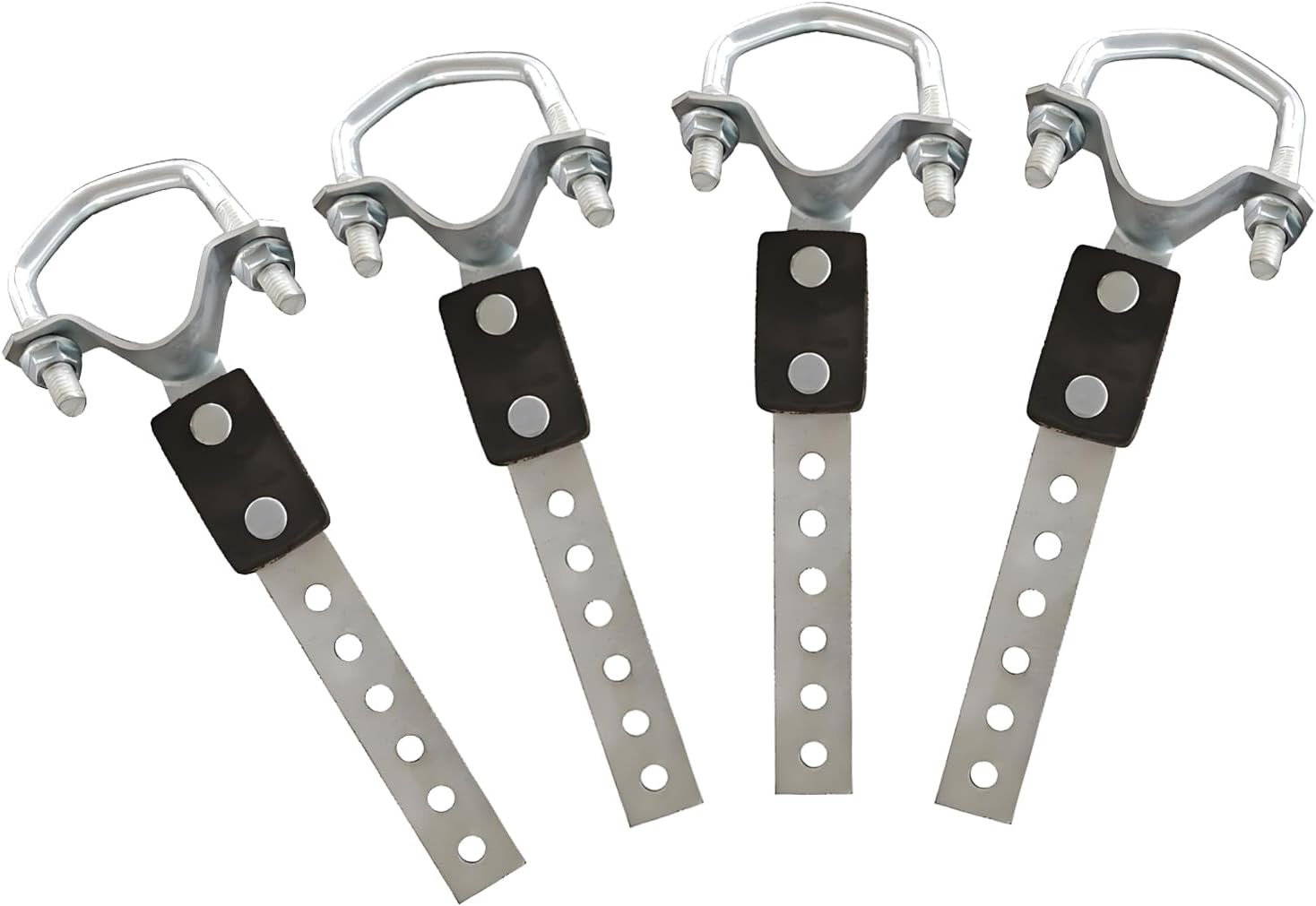 4 Pack Universal Exhaust Hangers for 2.25" Pipe Heavy Duty Zinc-Coated Steel with 6 Holes Vibration Absorbing Straps Bolt-On Fit Cars Trucks & Generators