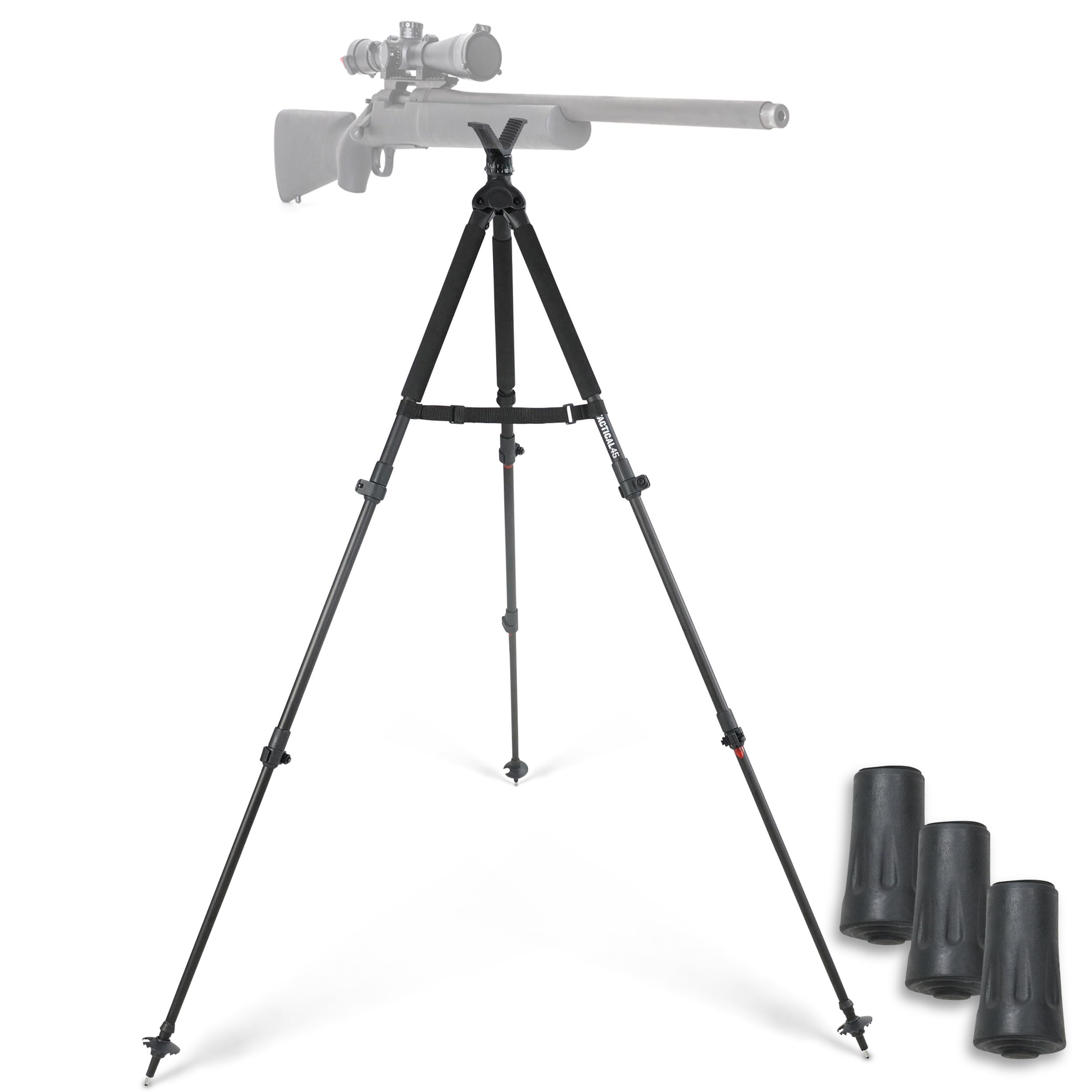 Convertible Tripod Shooting Sticks for Hunting Rifles 74in - Telescopic Monopod, Bipod, Tripod 360 Degree Swivel V Yoke Rifle Rest for Shooting with 90 Degree Swing Leg and Adjustable Feet