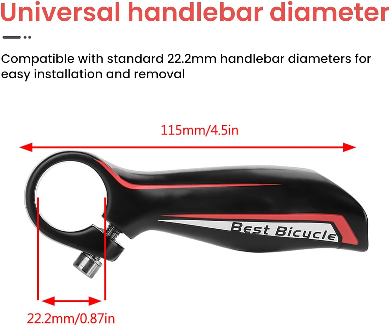 Oumefar 1 Pair Bicycle Handlebar Ends, Aluminum Alloy Lightweight Hand Grip Bar Ends for Mountain Bike Road Bike Black 22.2mm