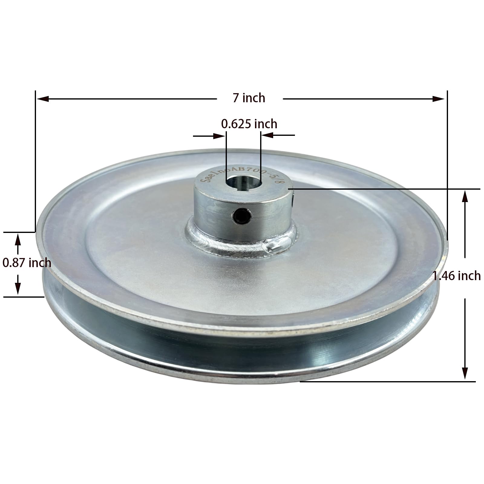 AB700-5/8 Single Groove Web Sheaves,v Belt Pulley 5/8 inch bore 7" OD,Motor Pulley Carbon Steel for A B 5L 4L V-Belts — Amazon image 2