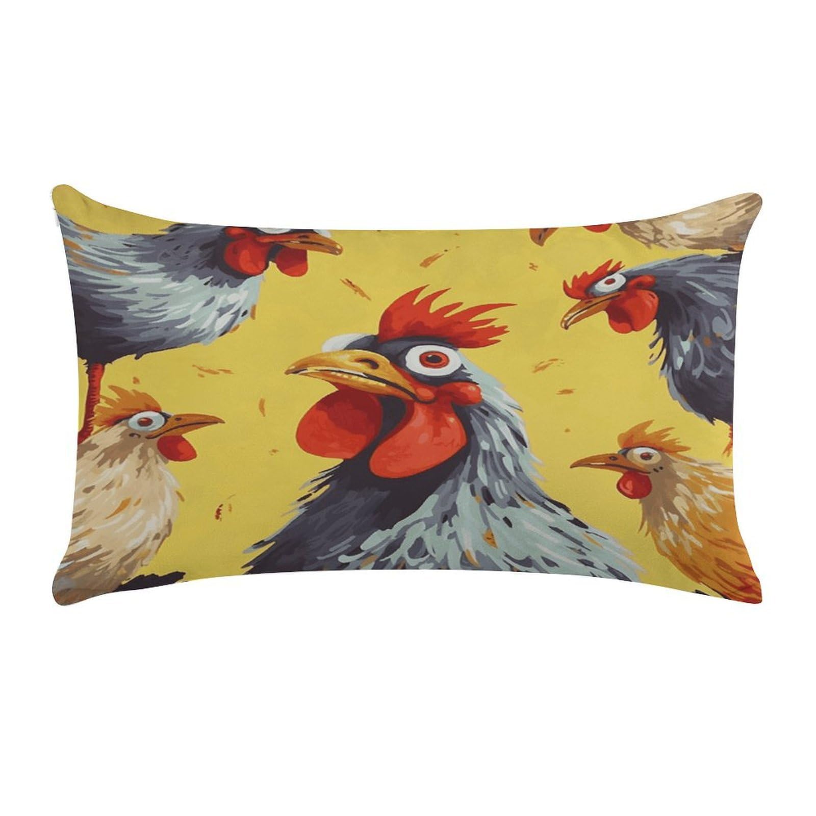 VstaDank Art Chicken Painting Throw Pillow Covers Rectangular Cushion Case Short Plush Pillowcase with Zipper Luxury Cozy Lumbar Pillows Shells Decorative Pillow Shams 12 X 20 Inch