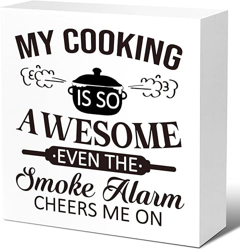 Miniatura 1 de LVQHI Letrero retro de sátira e ironía para divertidos letreros de madera de cocina, letrero de madera con texto en inglés My Cooking Is So Awesome