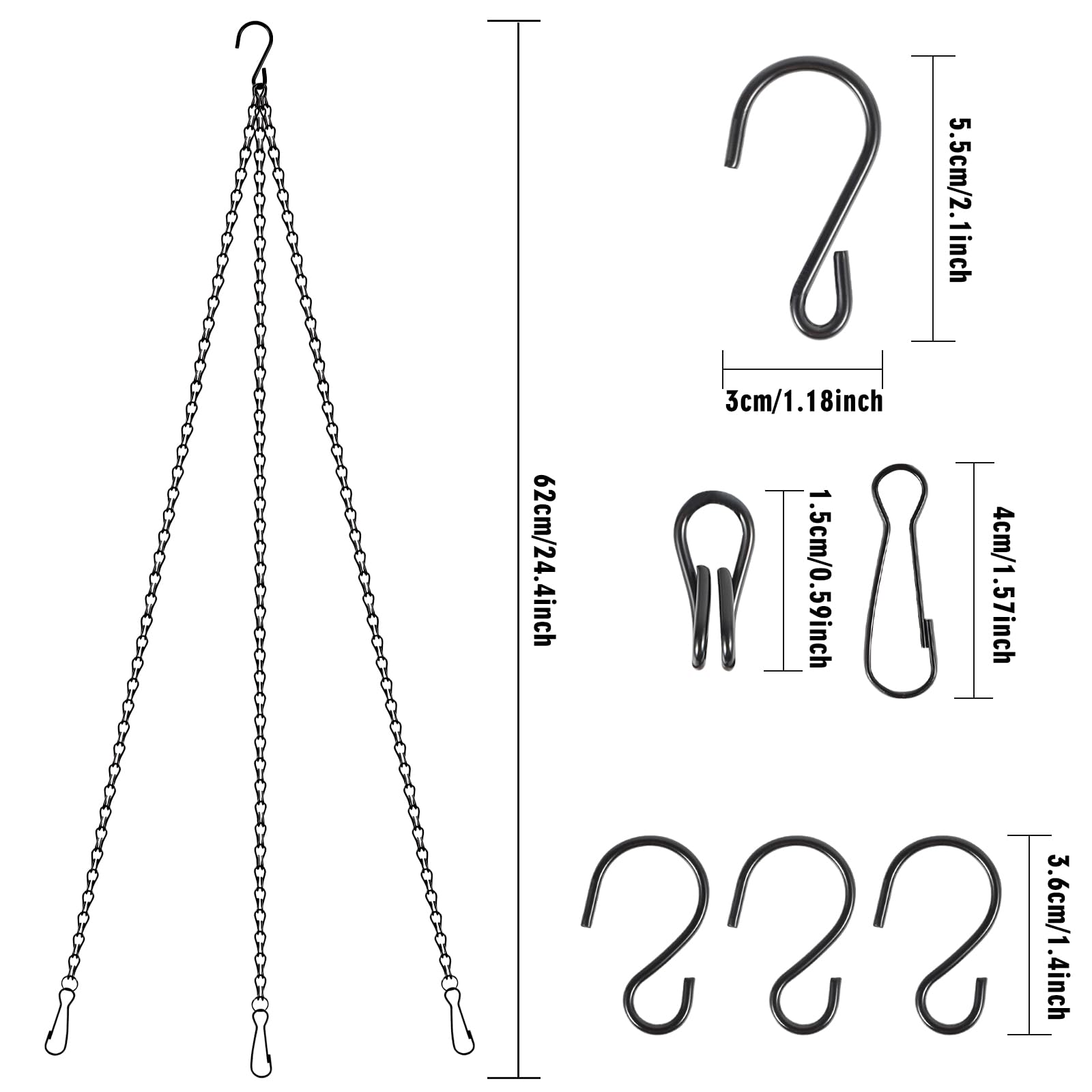 Ngosuet 2 X 2 M Stainless Steel Chain, 3 Mm Material Thickness Metal Chain 304 Stainless Steel Chain Link Chain With 4 Snap Hooks For Hanging Flower Pots Drying The Laundry Chain
