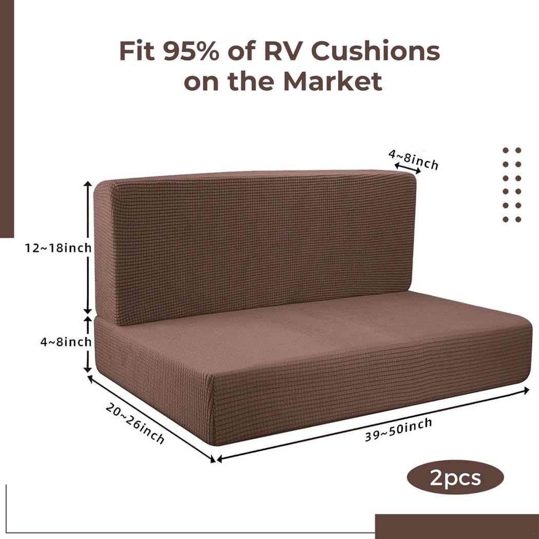 2-Pack Stretchable Rv Cushion Covers for Bench & Backrest, Universal Fit & Washable, Loveseat Sofa Protectors