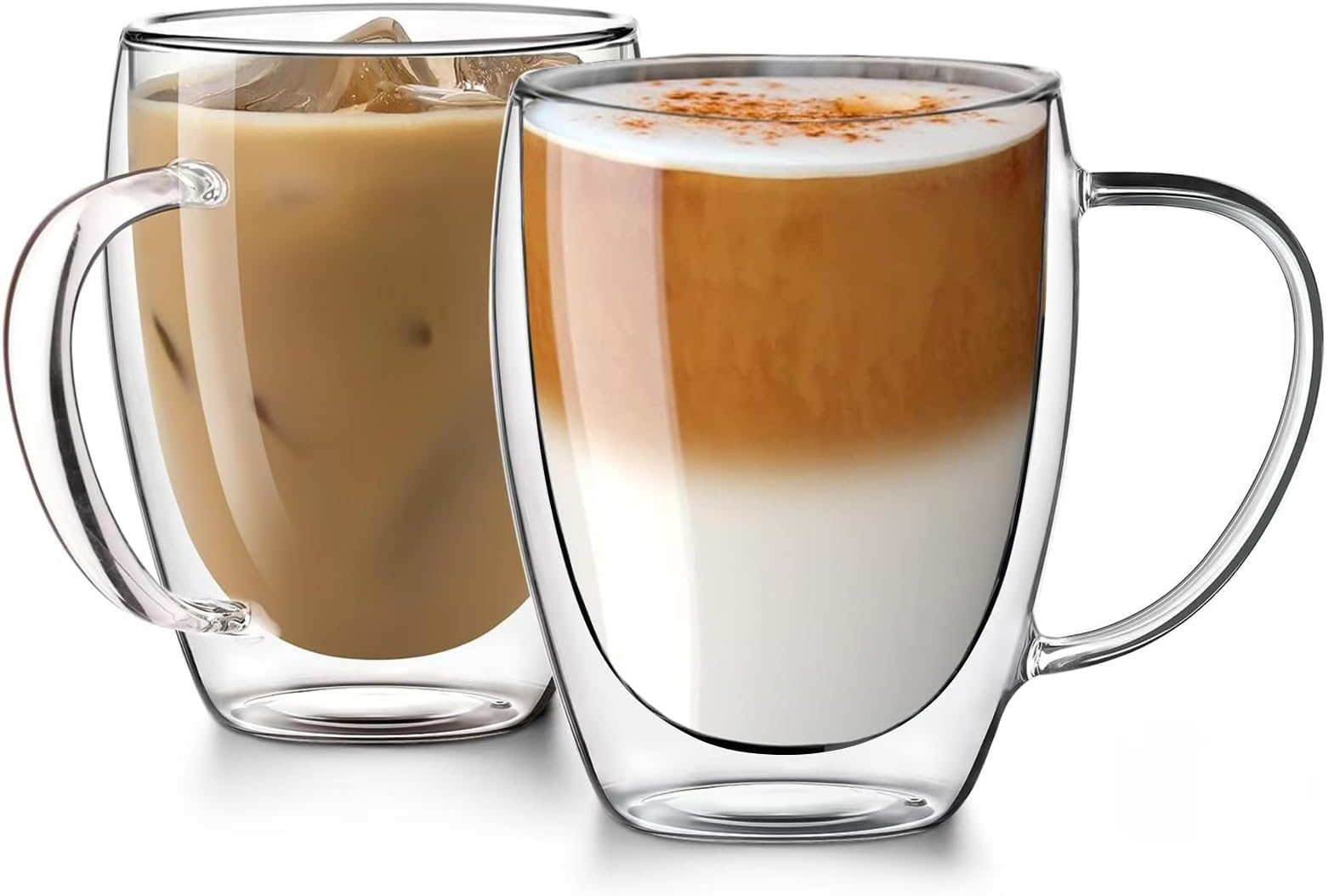 NELXIBI 2er-set Doppelwandige GläSer Mit Henkel, 200 Ml Latte Macchiato
