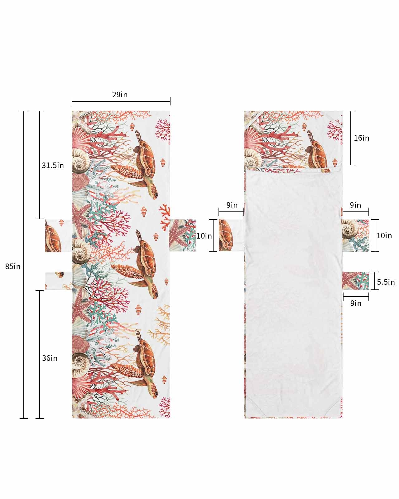 Red Sea Turtle Beach Lounge Chair Towel Cover, Soft Chaise Lounge Towel with Side Pockets Patio Pool Chairs Cover for Beach/Pool Sunbathing 29x85 Summer Beach Nautical Coastal Coral