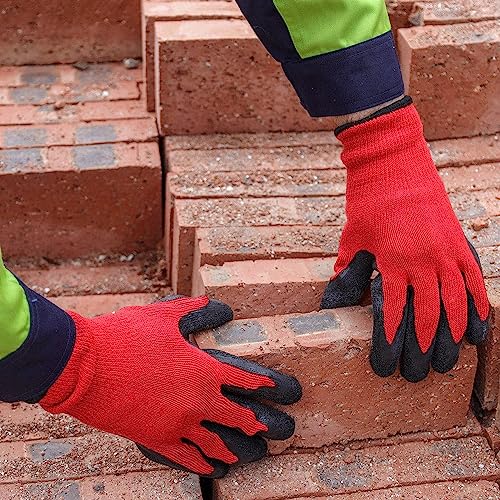 Image of Multipurpose Nylon Anti Cut PU Nitrile Coating Work Safety Gloves, Hand & Fingers, Gardening, Mechanical, Construction, Agriculture & Automotive - Durable & Comfortable (5 Pairs Red Black)