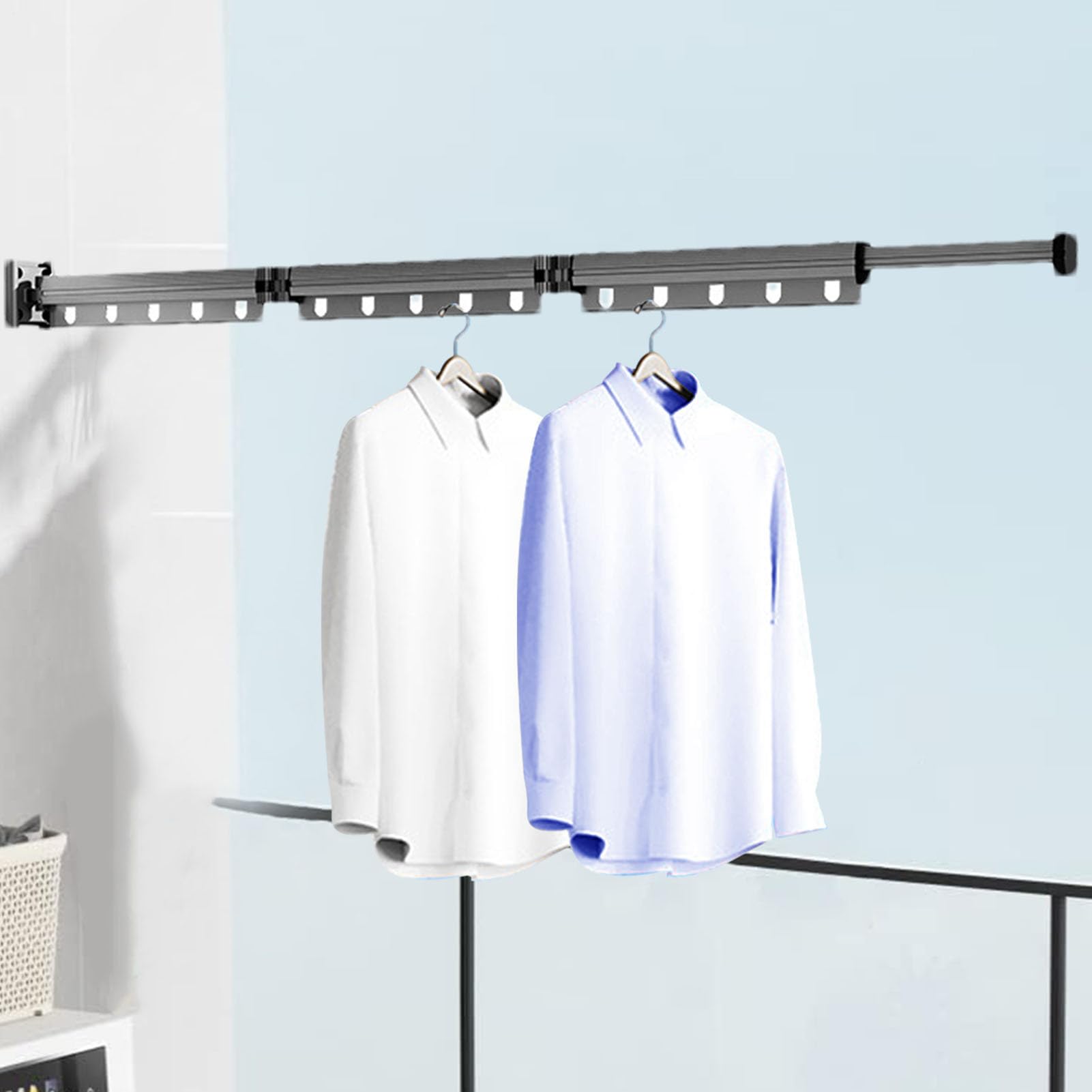 Genérico Tendedero De Lavandería Montado En La Pared, Tendedero De Ropa Montado En La Pared,Percha de Secado de Ropa Plegable - Plegable para Ropa, tendedero montado en la Pared para balcón