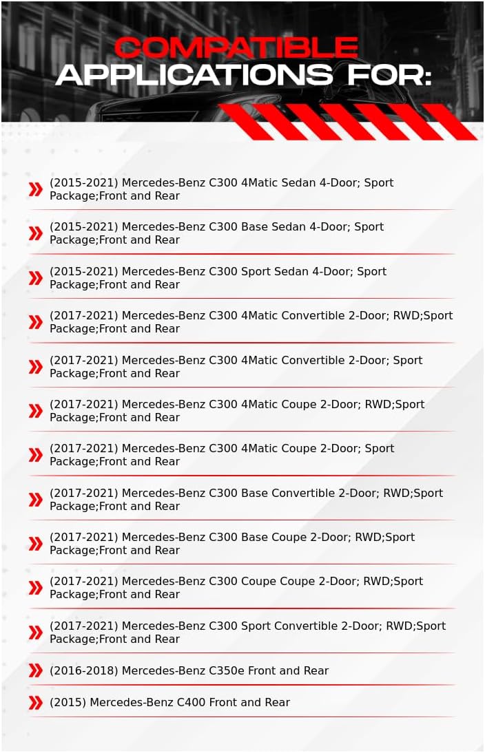 R1 Concepts Front and Rear Brake Kit Fits 2015-2023 Mercedes-Benz C300; 2015 Mercedes-Benz C400; 2016-2018 Mercedes-Benz C350e| Ceramic Pads, Drilled Slotted Rotors| Hardware| 13.5" Front & 12.0" Rear