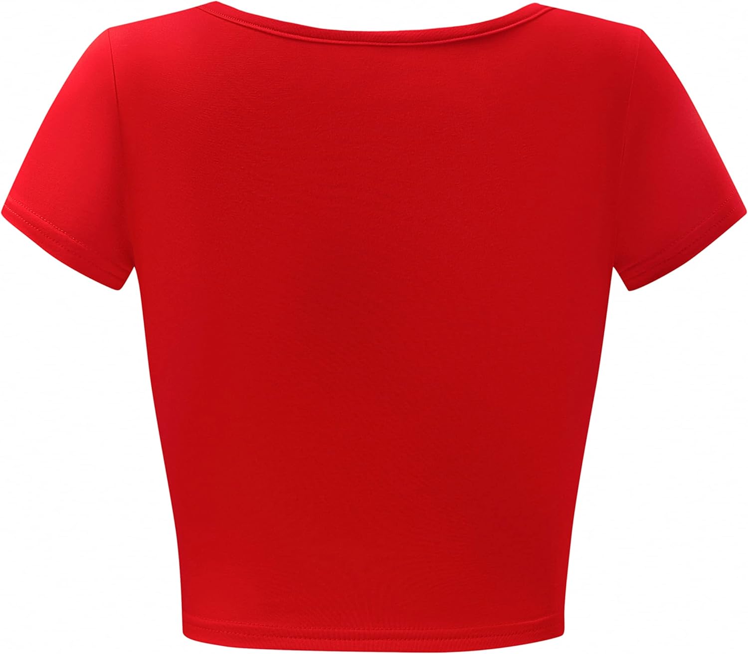 OThread & Co. Women's Short Sleeve V-Neck Crop Top Basic Comfy Stretch Tee - Image 4