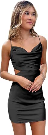 Ivory Graduation Dresses Satin Short Mini Spaghetti Strap A Line Simple Formal P