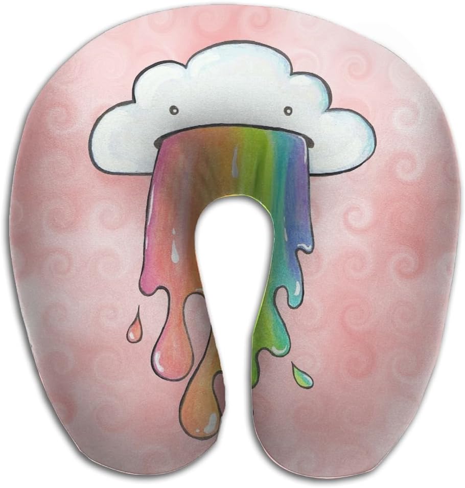 SEKODOVE U Shape Travel Neck Pillow Soft Neck Pillow For Travel Clouds Rainbow U Neck Pillow For Sleeping